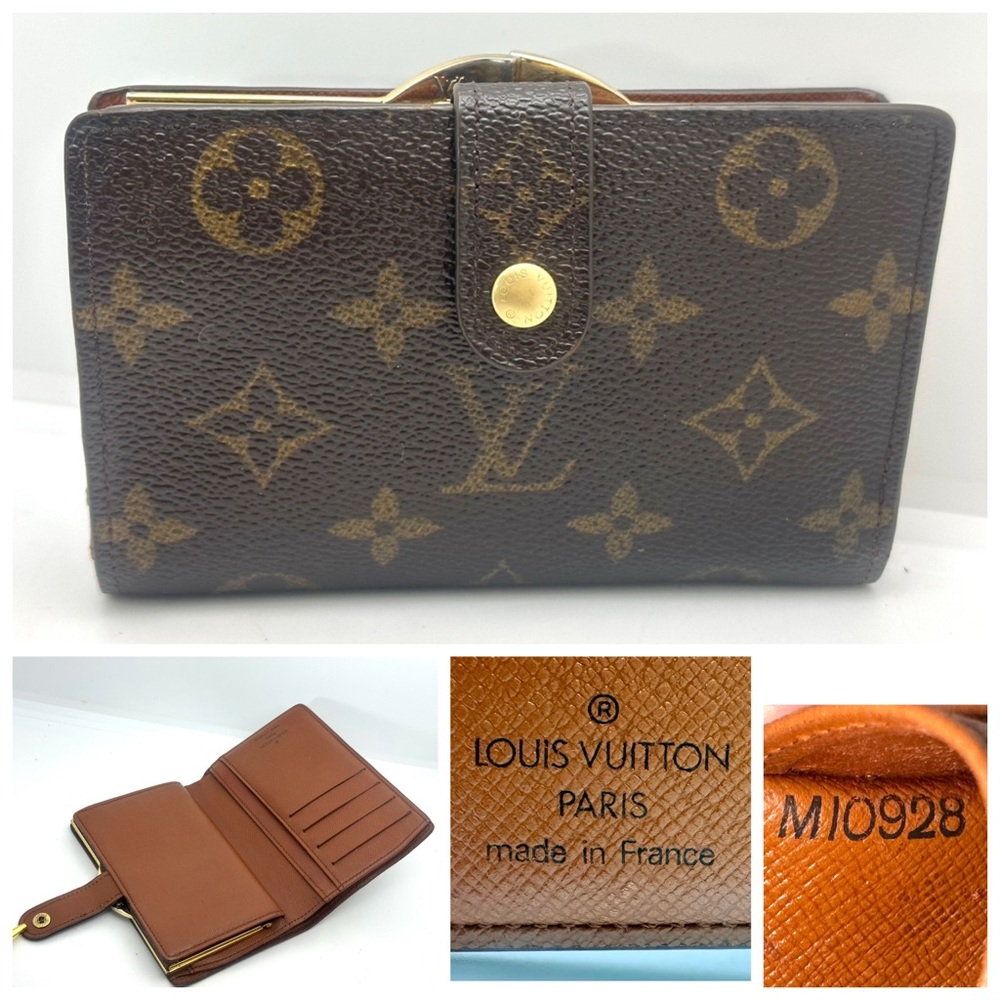 Authentic Louis Vuitton Monogram Kiss Lock Wallet Excellent Condition MI0928